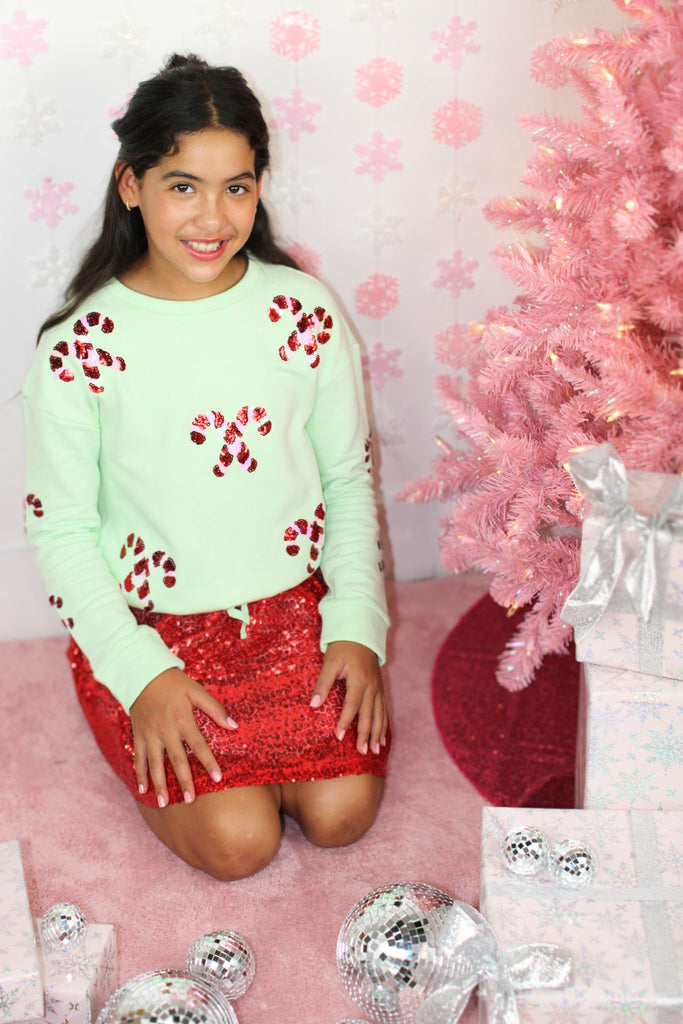 Sequins Candy Cane Sweatshirt