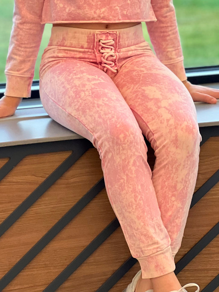Lace Front Jogger - Sea Pink